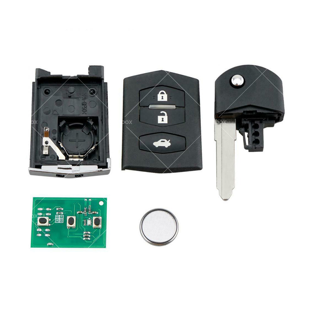 3 Buttons Complete Remote Car Key 433MHz ID63 80Bit Chip Fits For Mazda 2 3 6