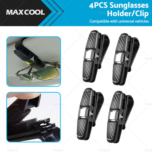 4PCS Luxury Car Sunglasses Holder Car Visor Sunglasses Clip Sun Ticket Card Hold