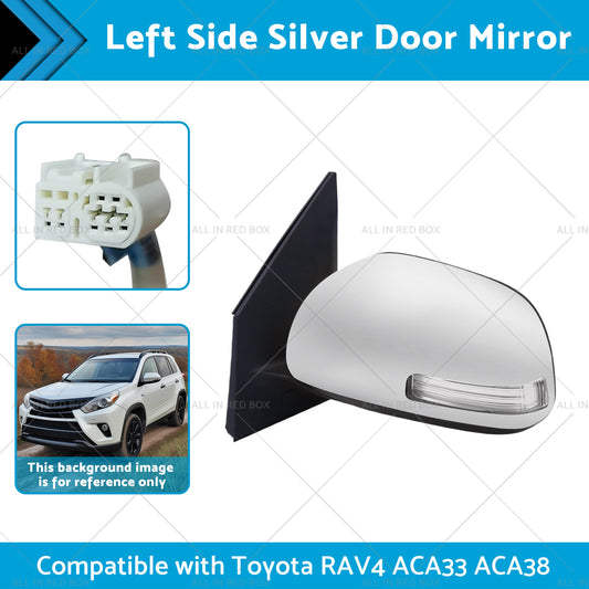 1x Left Side Silver Door Mirror Suitable for Toyota RAV4 ACA33 ACA38 2008-2012