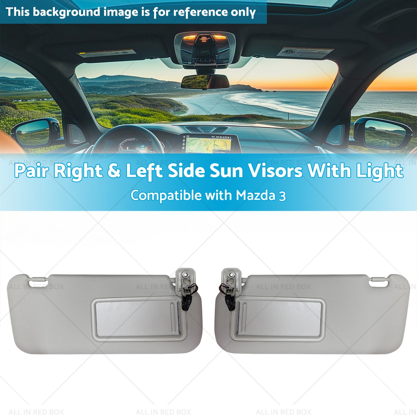 BBM369270C75 2x Right and Left Side Sun Visors With Light Suitable for 10-13 Mazda 3