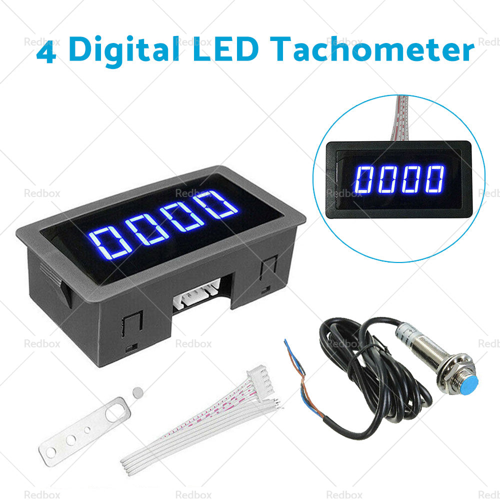 4 Digital LED Tachometer RPM Speed Meter  Hall Proximity Switch Sensor NPN Set