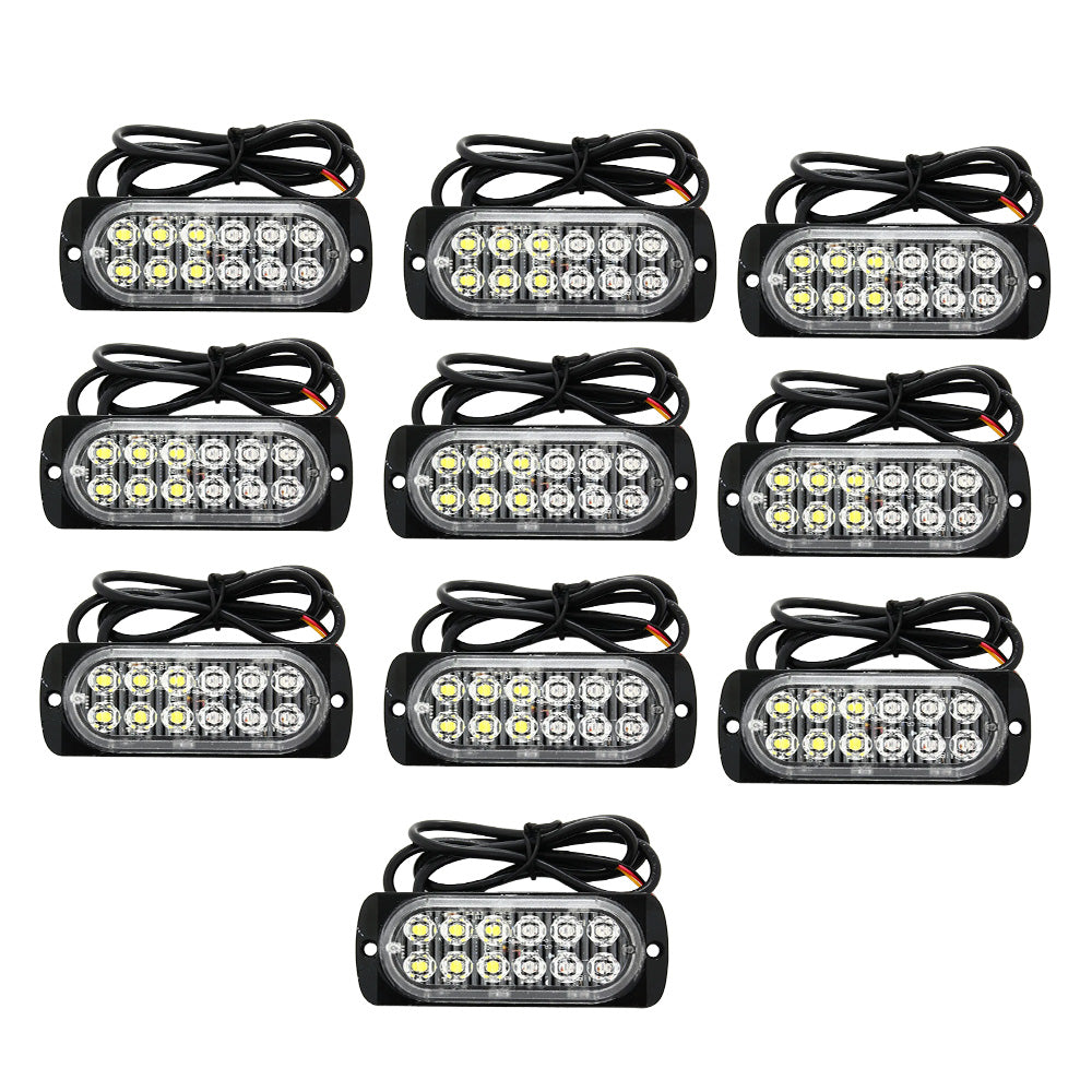 10x Amber + White LED Car Emergency Beacon Warning Hazard Flashing Strobe Light