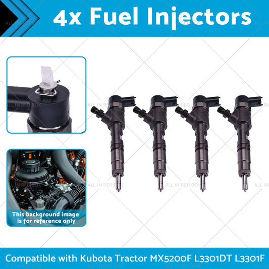 4x Fuel Injectors Suitable for Kubota Tractor MX5200F L3301DT L3301F 0445110775