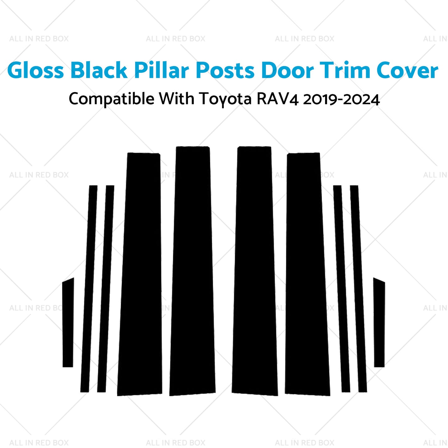 {{ Gloss Black Pillar Posts Door Trim Cover Suitable For Toyota RAV4 2019-2024 }} - Buy Car Parts Online at {{ Kaka Auto Parts }}.