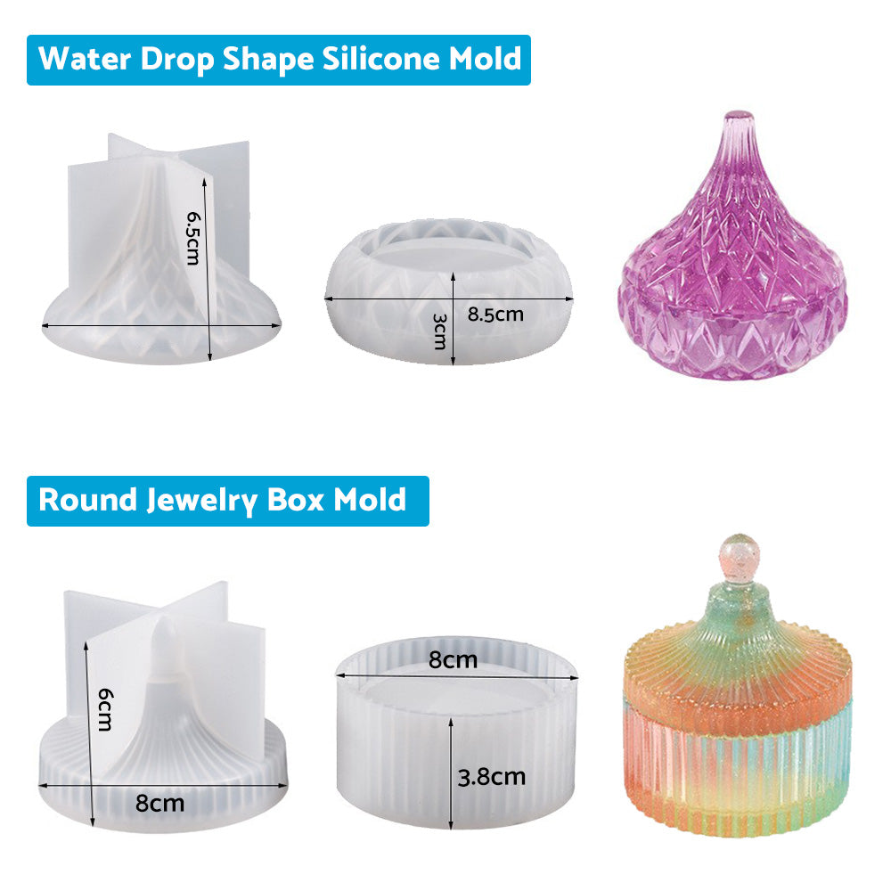 Silicone Epoxy Resin Mold Jewelry Storage Box Pyramid Trinket Heart Organizer