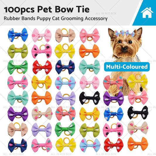 Up To 100PCS Pet Small Dog Hair Bows Rubber Bands Puppy Cat Grooming Accessory