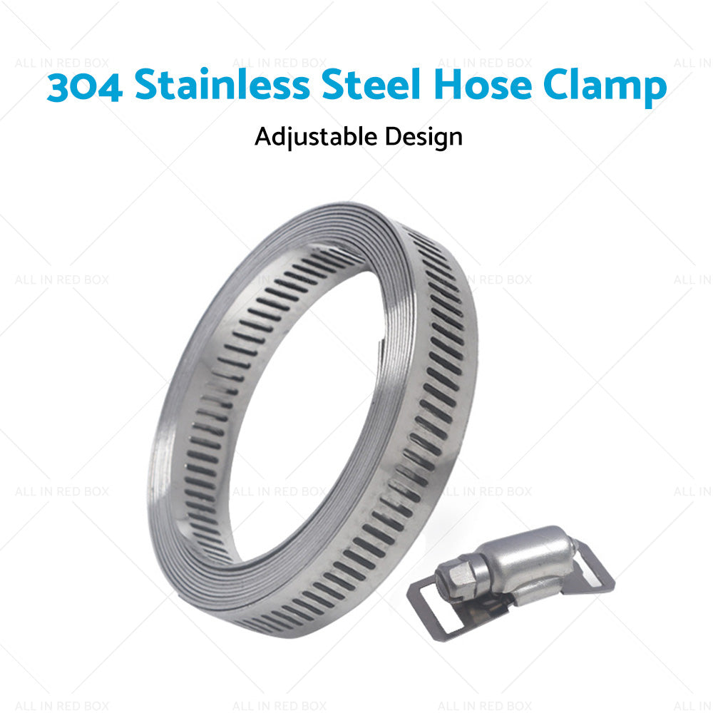 304 Stainless Steel Worm Clamp Hose Clamps Strap with Fasteners Adjustable DIY