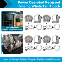 4 Set Chrome Power Operated Recessed Folding Whale Tail T-Lock Handle Toolbox