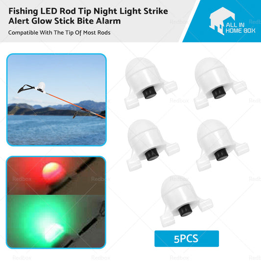 5x Fishing LED Rod Tip Night Light Strike Alert Glow Stick Bite Alarm