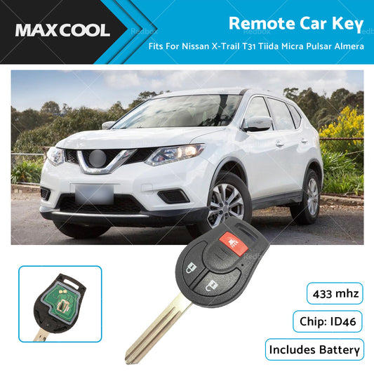 3 Buttons 433MHz Car Remote Key For Nissan X-Trail T31 Tiida Micra Pulsar Almera