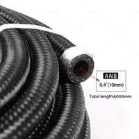 8AN E85 Stainless Steel Braided PTFE Fuel Line Hose Swivel Fittings Kit 20FT 6M