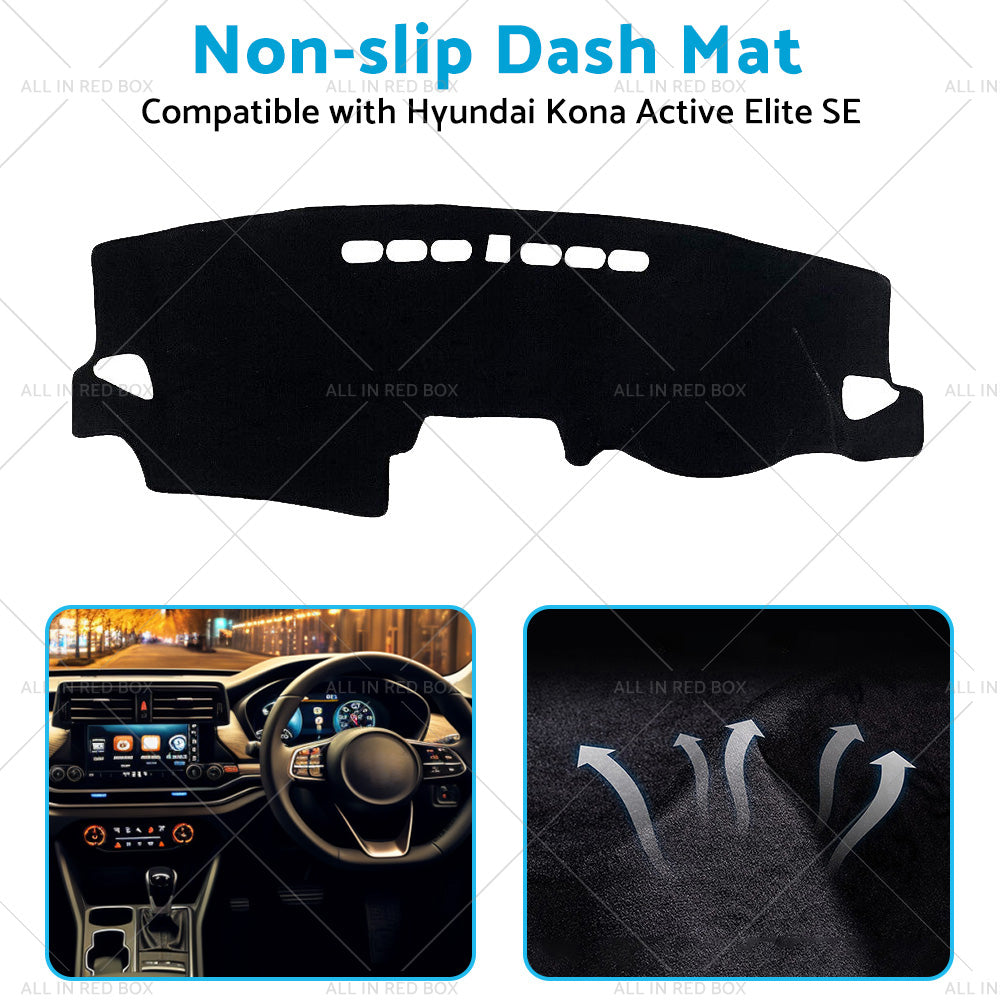 NO HUD Non-Slip Dash Mat Suitable For Hyundai Kona Active Elite SE 7 2017-2023