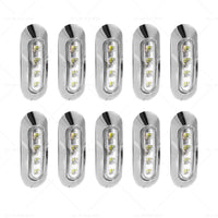 10X White 4 LED Side Marker Lamp Clearance Light Truck Trailer Lorry Chrome Lamp