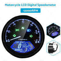 Universal Digital Motorcycle Odometer Speedometer Tachometer Gauge LCD Backlight