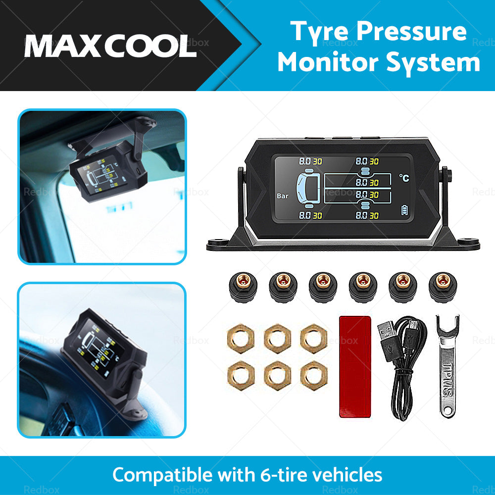 Tyre Pressure Monitoring System  6 Wheel Sensor for Caravan Truck Trailer Solar