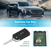 2 Button Remote Car Key 4D63 Chip 433 MHz Fits For Mazda 2 3 CX-7 CX-9 SKE126-01