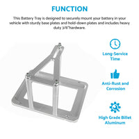 Universal Aluminum Billet Battery Tray Hold Down Relocation Box Mount Suitable For 551181