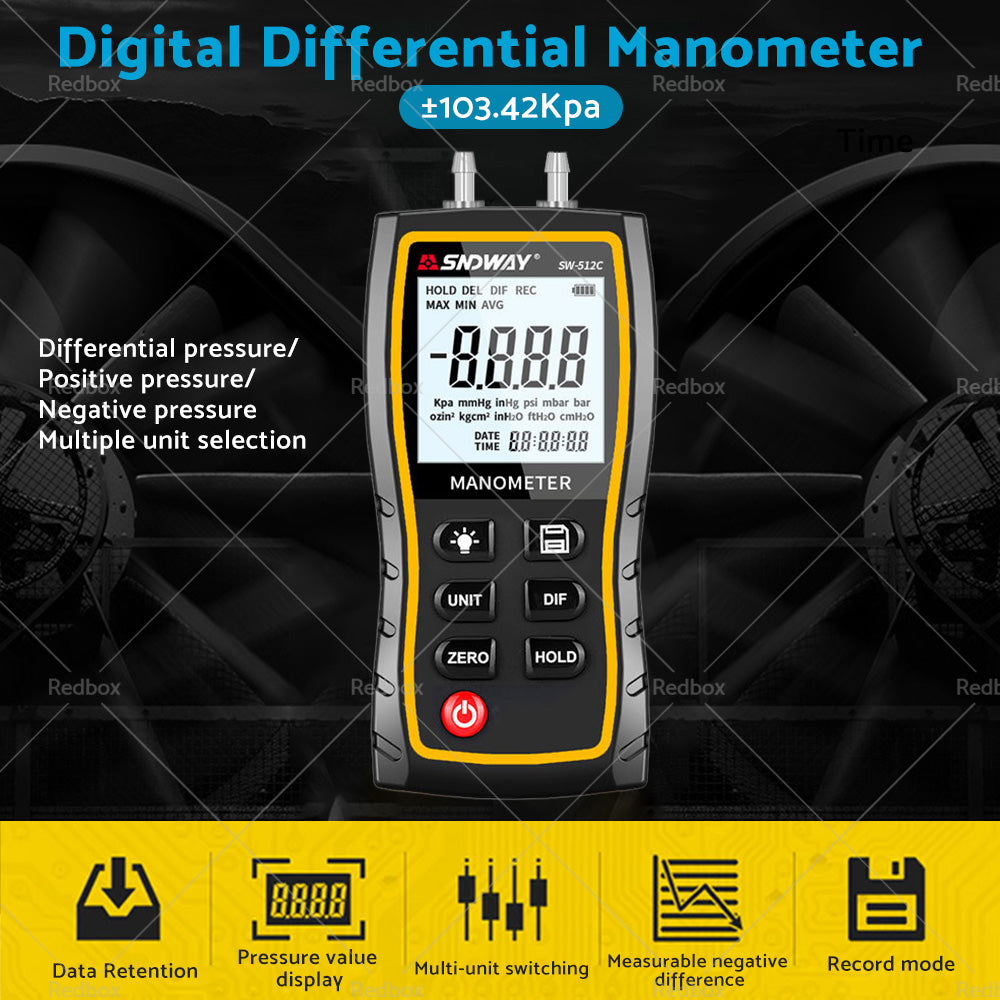 Digital Differential Manometer ¡À103. 42KPa Air Pressure Meter Digital