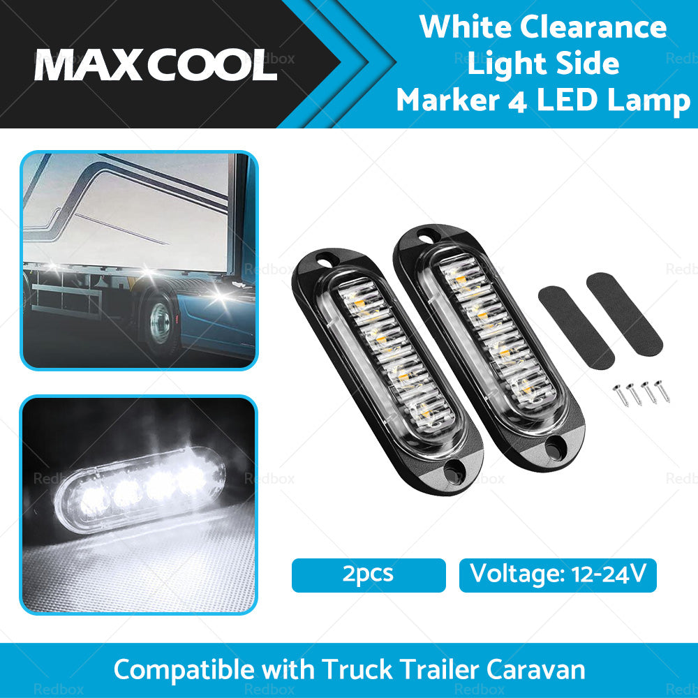 White Clearance Light Side Marker 4 LED Suitable For Truck Trailer Caravan Lamp