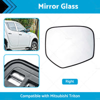 FRONT RIGHT SIDE MIRROR GLASS W  BACK PLATE SUITABLE FOR MITSUBISHI TRITON 06-15