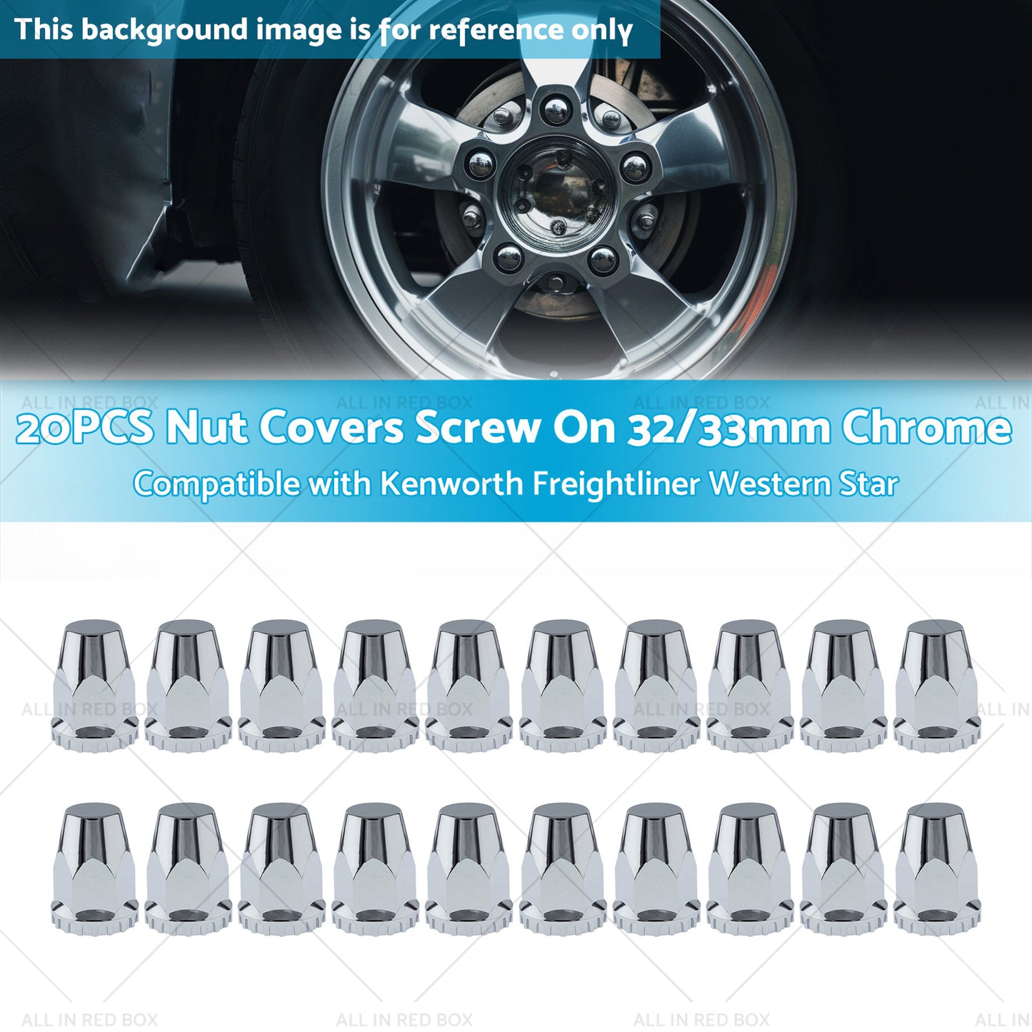 20x Nut Covers Screw Chrome 33mm Suitable for Kenworth Freightliner Western Star