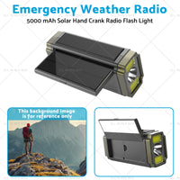 Solar Hand Crank Radio Emergency Weather 5000mAh Power Bank Charger Flash Light