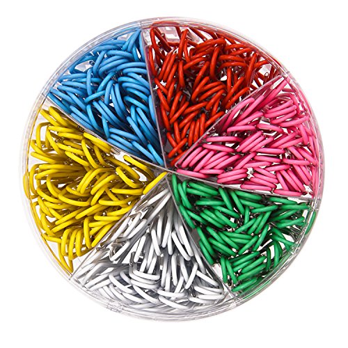 300 Pieces 6 Colors Paper Clips 2 Inch White Yellow Pink Red Blue Red Green