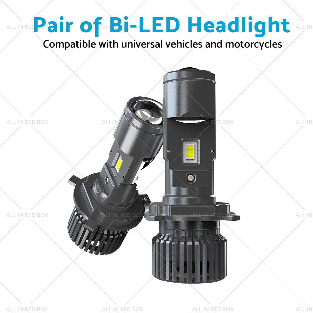 {{ Mini Bi-LED Projector Lens Headlight Globe Bulbs Hi Lo Retrofit RHD H4 9003 100W }} - Buy Car Parts Online at {{ Kaka Auto Parts }}.