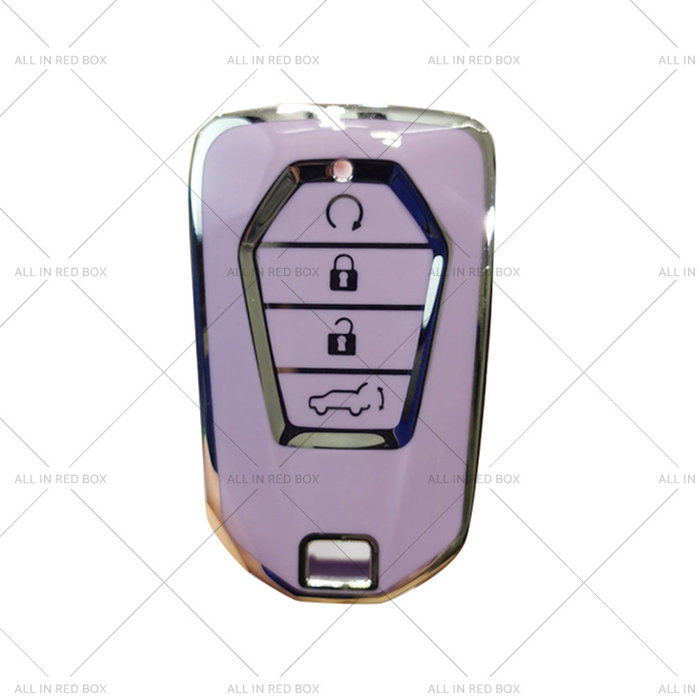 TPU Car Remote Key Fob Cover Suitable for Isuzu D-MAX MU-X MUX 4 Button Purple