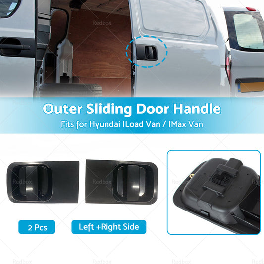 Pair LHRH Outer Sliding Door Handle Black For Hyundai ILoad IMax Van 2008-2019