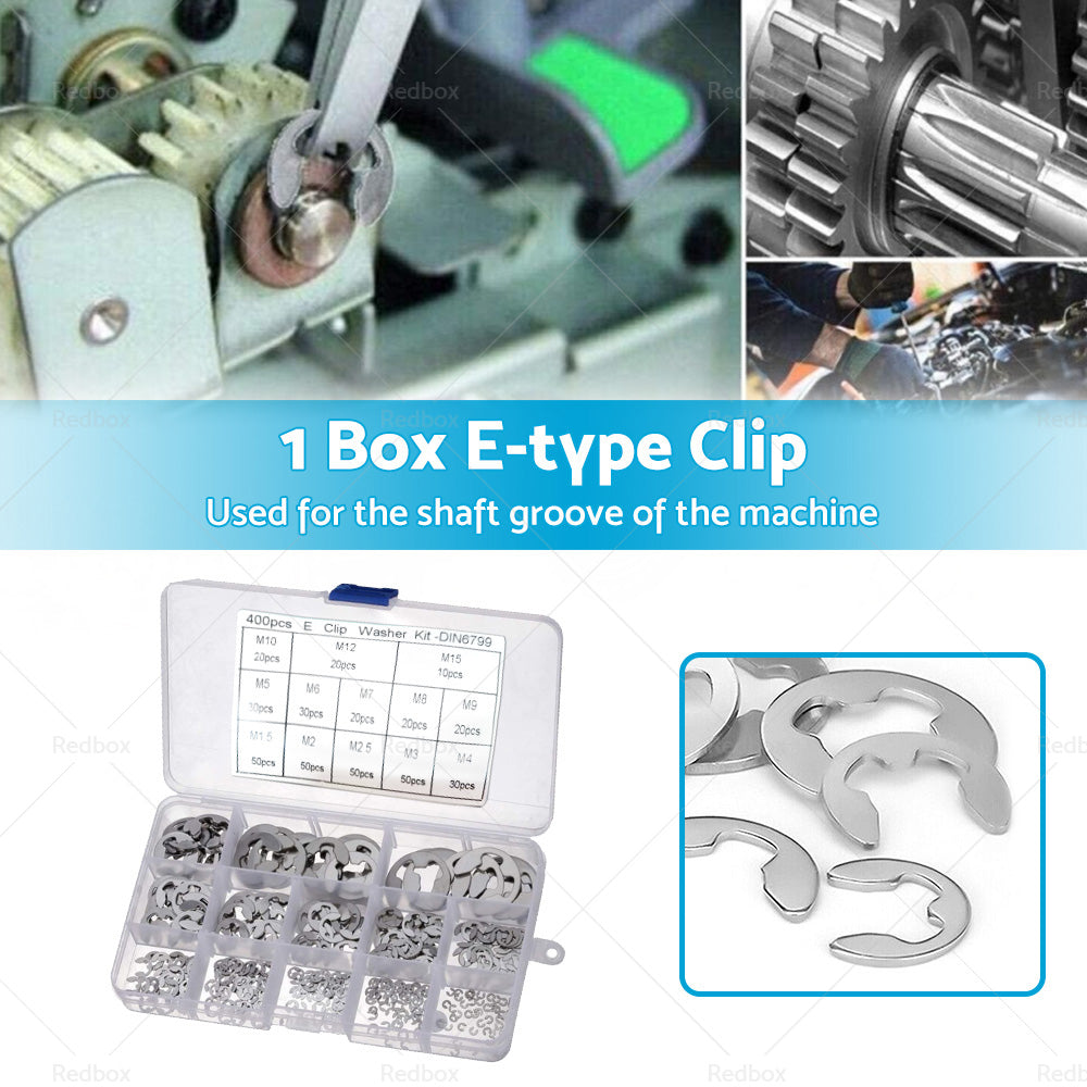 Stainless Steel E Clips C Circlip Kit Retaining Ring 400PCS Assorted M1. 5-M15mm