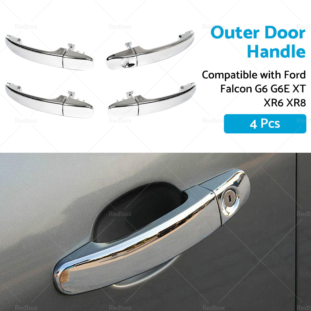 Full Set 4PCS Outer Door Handle Chrome Suitable For Ford FG Falcon G6 XT XR6 XR8