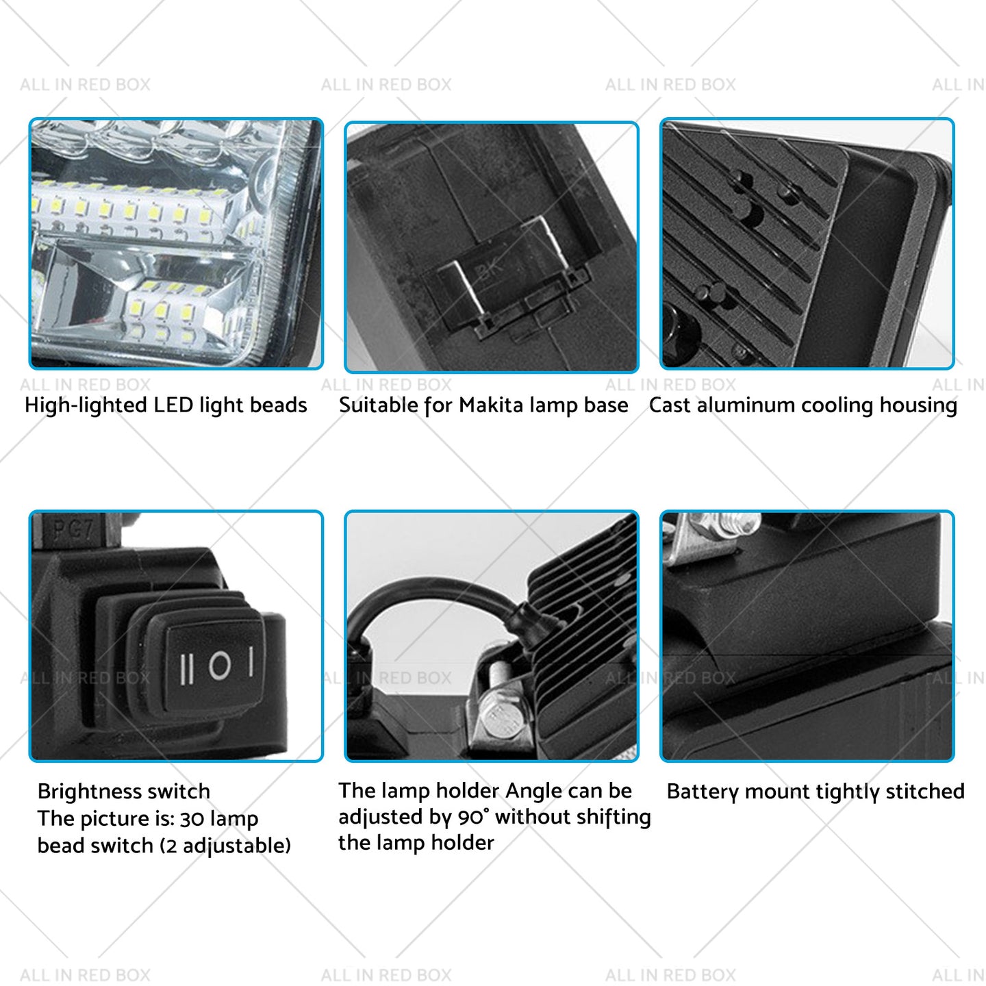 {{ 18V 4in LED Work Light Torch Camping Flashlights 2USB Suitablefor Makita Battery }} - Buy Car Parts Online at {{ Kaka Auto Parts }}.