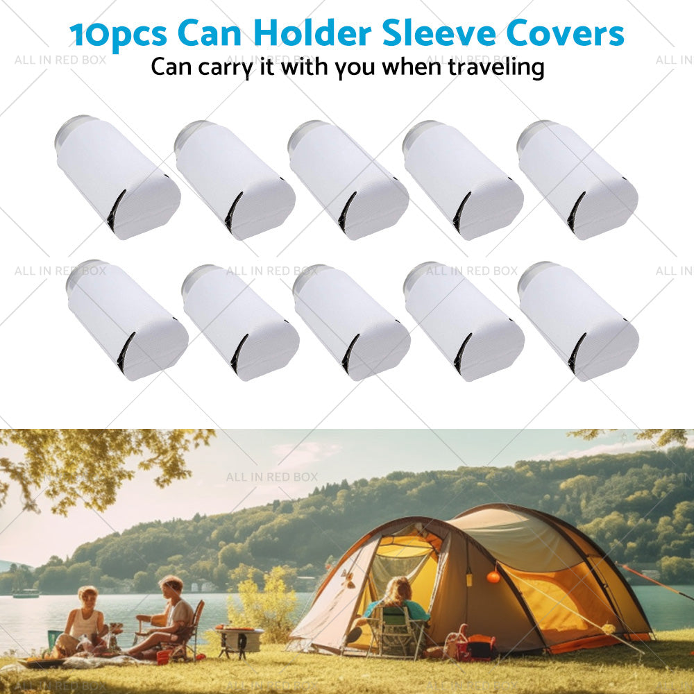 10PCS Foldable Insulated Beer Can-Cooler Sleeve Covers Reusable Drink Covers