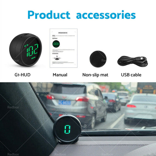 Car Digital Speedometer Head Up Display GPS MPH or KM Overspeed Tired Warning Alarm