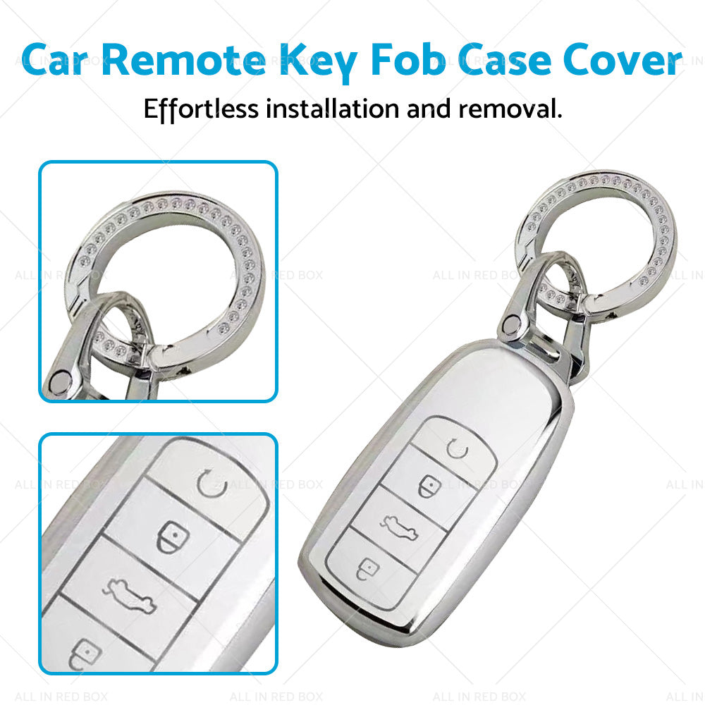 Suitable For Chery Omoda 5 Car Remote Key Fob Case Cover TPU White and Sliver