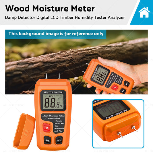 Wood Moisture Meter Damp Detector Digital LCD Timber Humidity Tester Analyzer