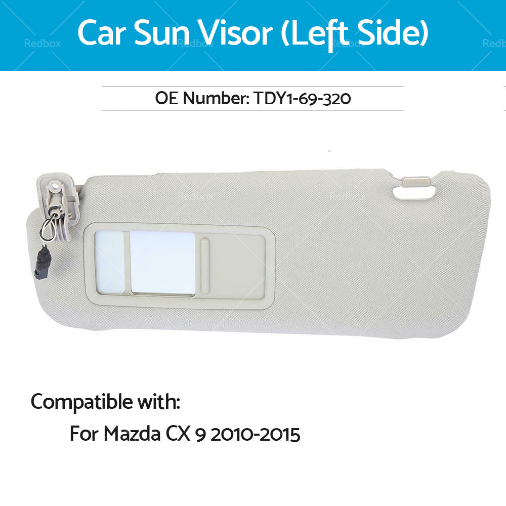 Left Sun Visor w or  Mirror Passenger Side TDY1-69-320 For Mazda CX-9 2010-2015