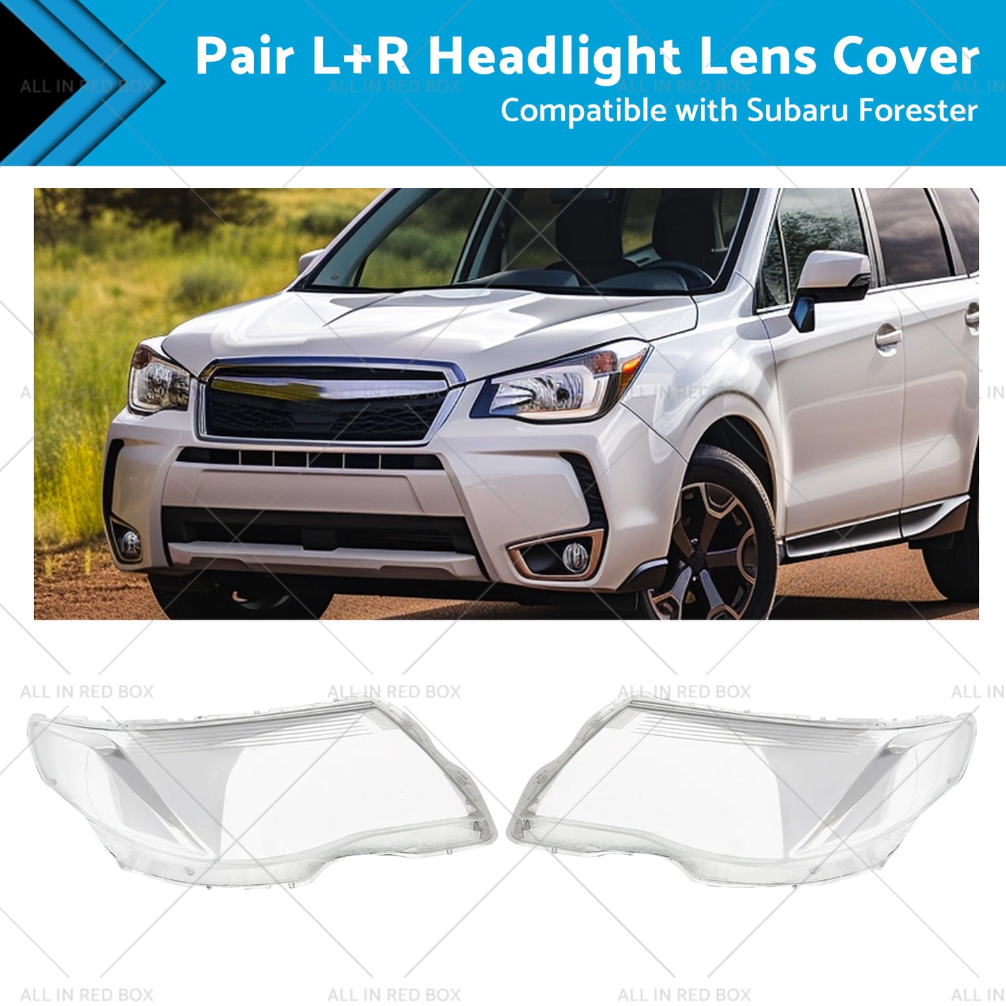 Pair LR Headlight Lens Cover Replacements Suitable for Subaru Forester 08-12