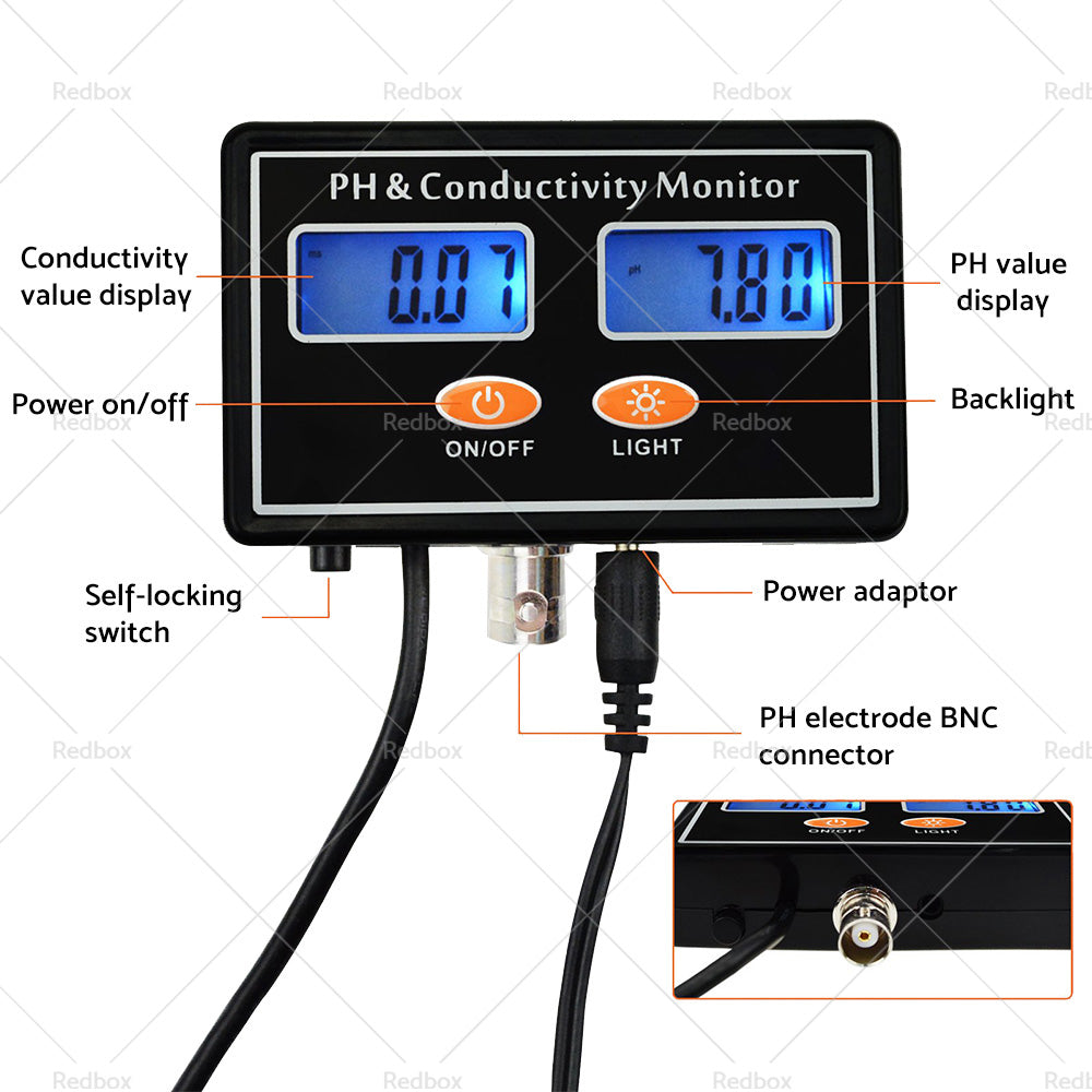 Online PH  and  EC Conductivity Monitor Meter Tester Rechargeable Aquaculture Pond