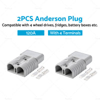 2 x GREY Suitable For ANDERSON STYLE PLUG 120A AMP PREMIUM HEAVY DUTY