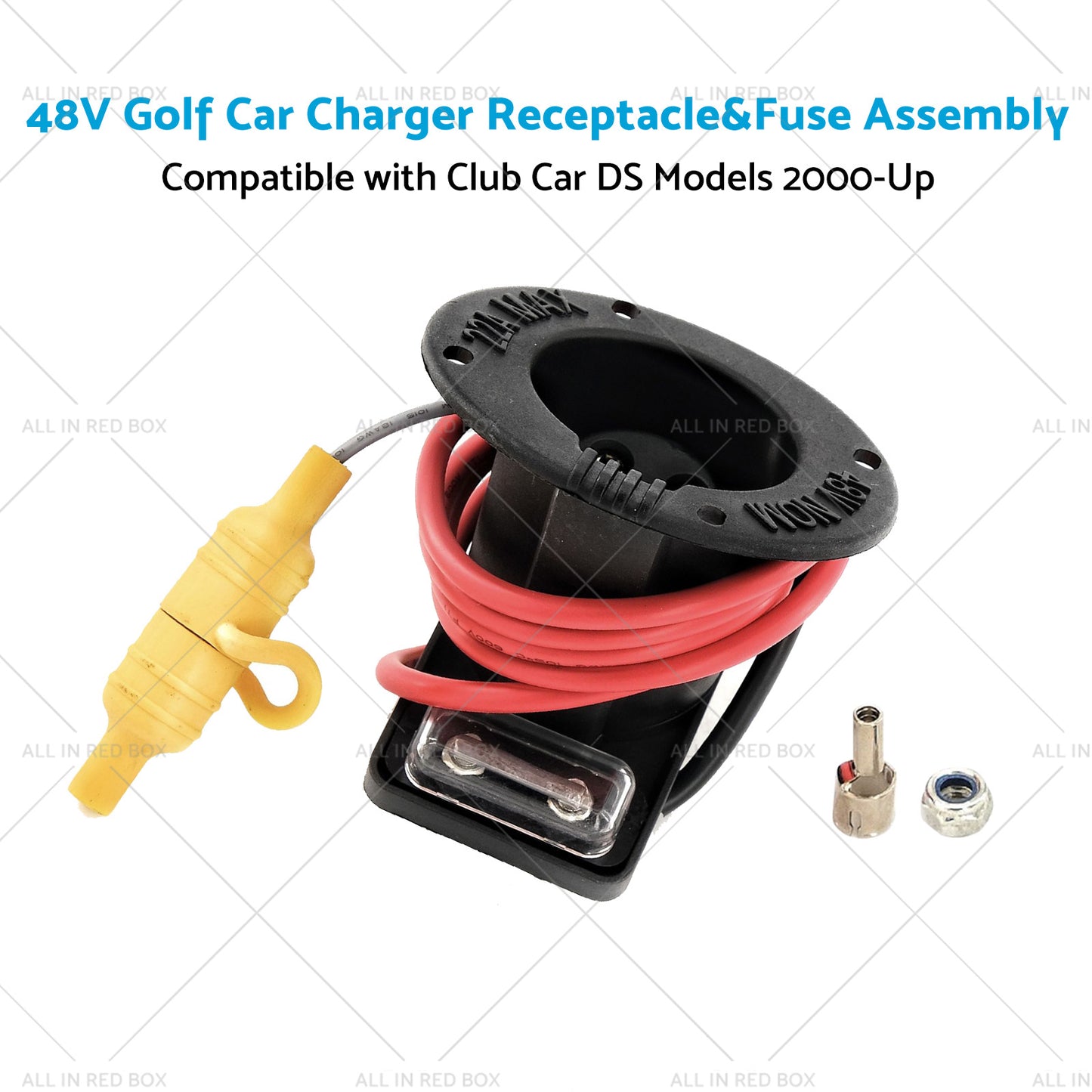 48V Golf Car Charger Receptacle and Fuse Assembly Suitable for Club Car DS 2000-Up