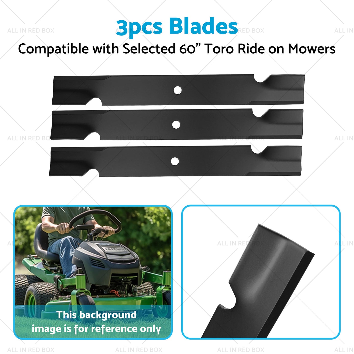 3x Blades Suitable For Selected 60inch Toro Ride on Mowers 18931 9383 105-7718-03